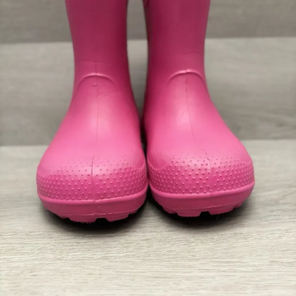 Crocs Rain Boot Handle It Pink Crush Pull On Waterproof Rain Boot Girls Size 2